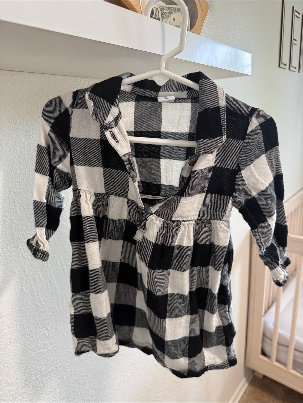 Old Navy Black and White Plaid Button-Front Girls Dress